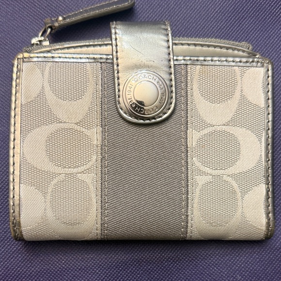 Coach Handbags - Coach Metallic Silver and Gray Wallet